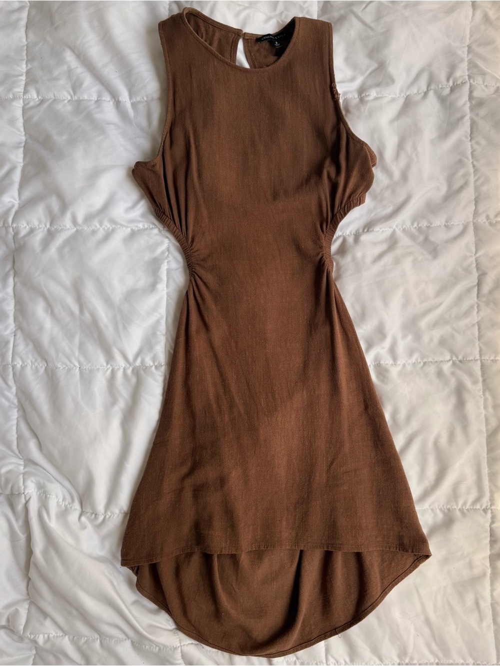 Kendall & Kylie Brown Ruched Cutout Dress S
